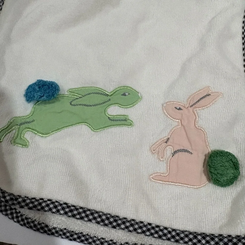 MacKenzie-Childs Kids Cotton Tail Hooded Poncho White Terry Bunny Bath Towel